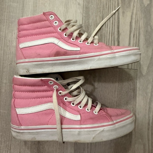 Vans Pink and White High-Top Sneakers - Picture 3 of 4